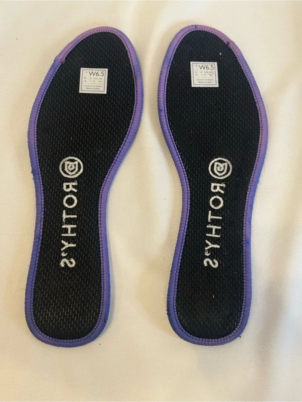Rothy’s The Flat Black Blue Trim Round Toe Ballet Flat Size 6.5 Sustainable Knit